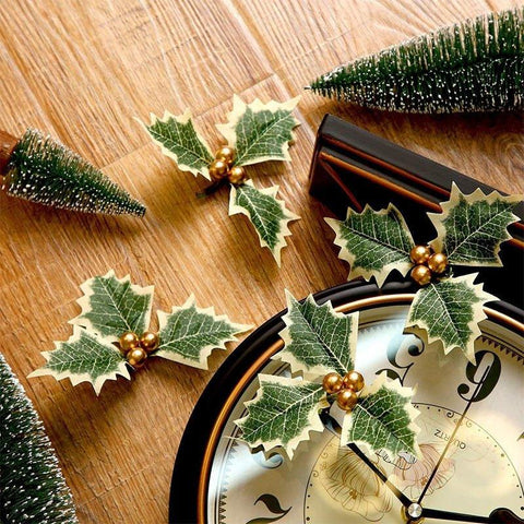 "Realistic Artificial Holly Leaves & Berry Garland for DIY Decor"