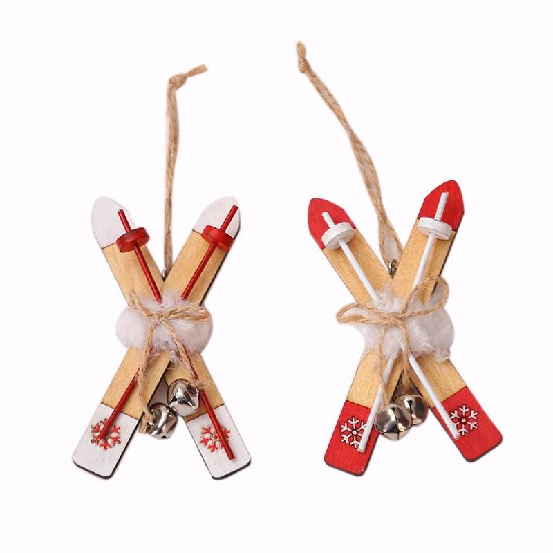 Wood Hanging Sleigh Xmas Ornament