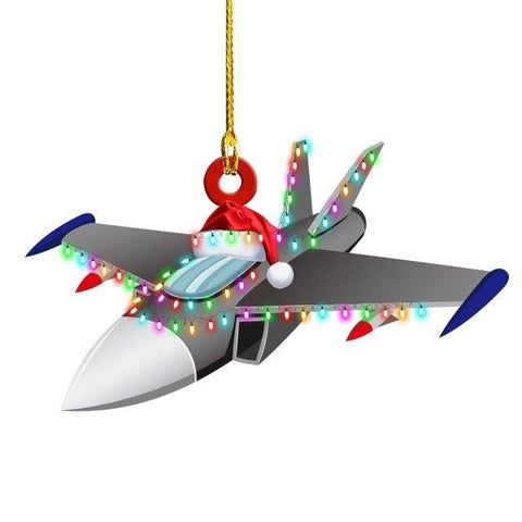 "Handcrafted Glass Christmas Aeroplane & Rocket Ornaments"