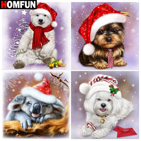 "Christmas Dogs Diamond Painting Kit - Fun DIY Craft | Christmas Trees USA"