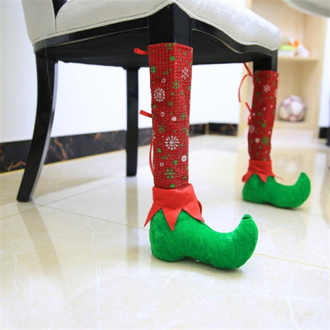 "Christmas Elf Table Chair Foot Covers - Holiday Decor | Christmas Trees USA"