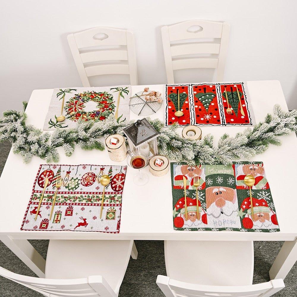 Christmas Household Knitted Fabric Table Coaster - Decorative Placemats for Dining | Christmas Trees USA