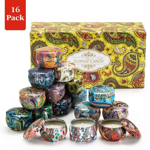 16 Pack Soy Wax Yoga Candle Gift Set – Natural Scents & Elegant Gift Box