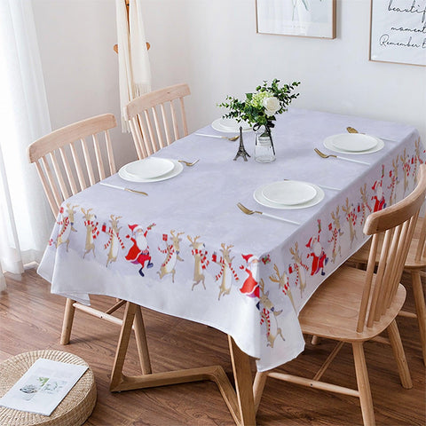 "Christmas Elk Illustration Table Cloth – Durable Holiday Party Decor | Christmas Trees USA"
